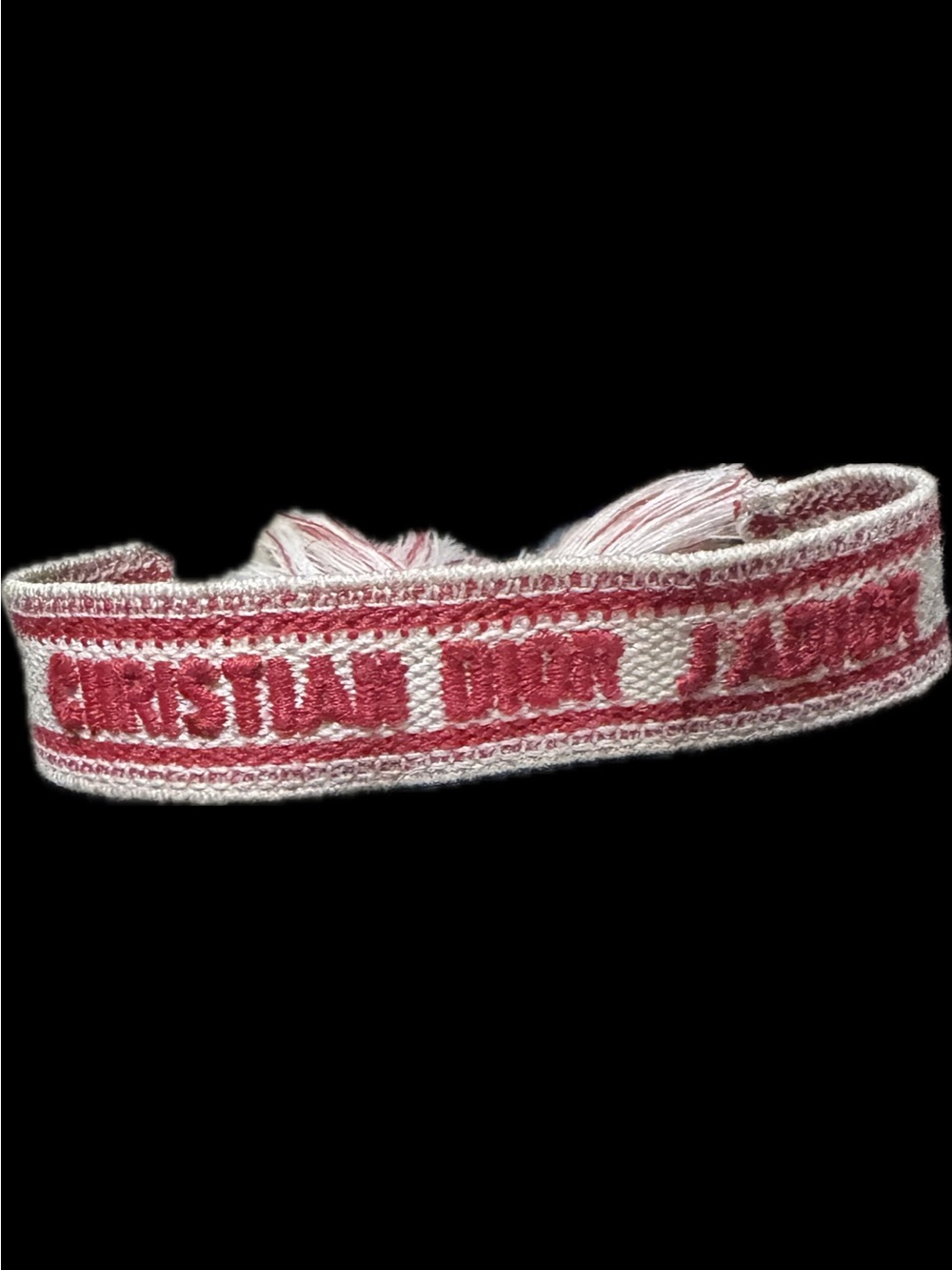 Dior Red and White Embroidered Friendship Bracelet